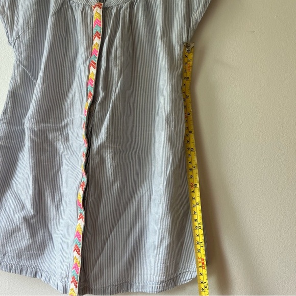🌼 5/$25 Baby Gap Toddler Dress 2T Blue Stripe Boho Trim Cotton Summer Button - Picture 7 of 9